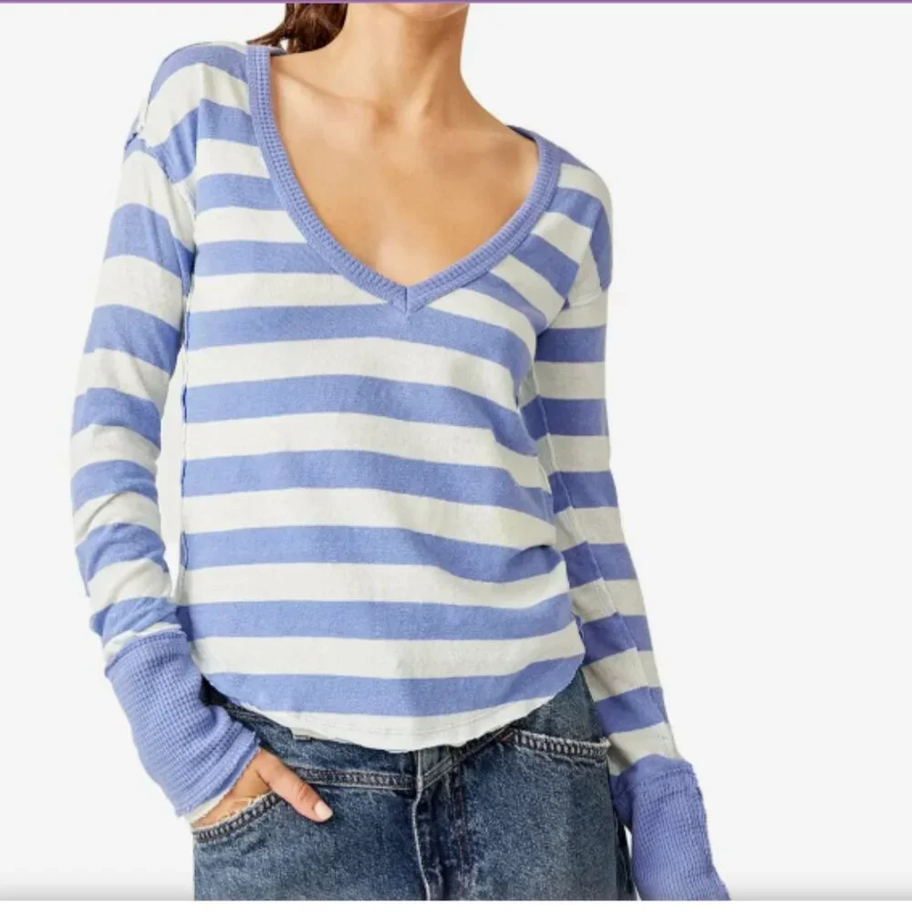 We The Free Free People Sail Away Long Sleeve Tee Shirt Size Medium NWT - Picture 4 of 4